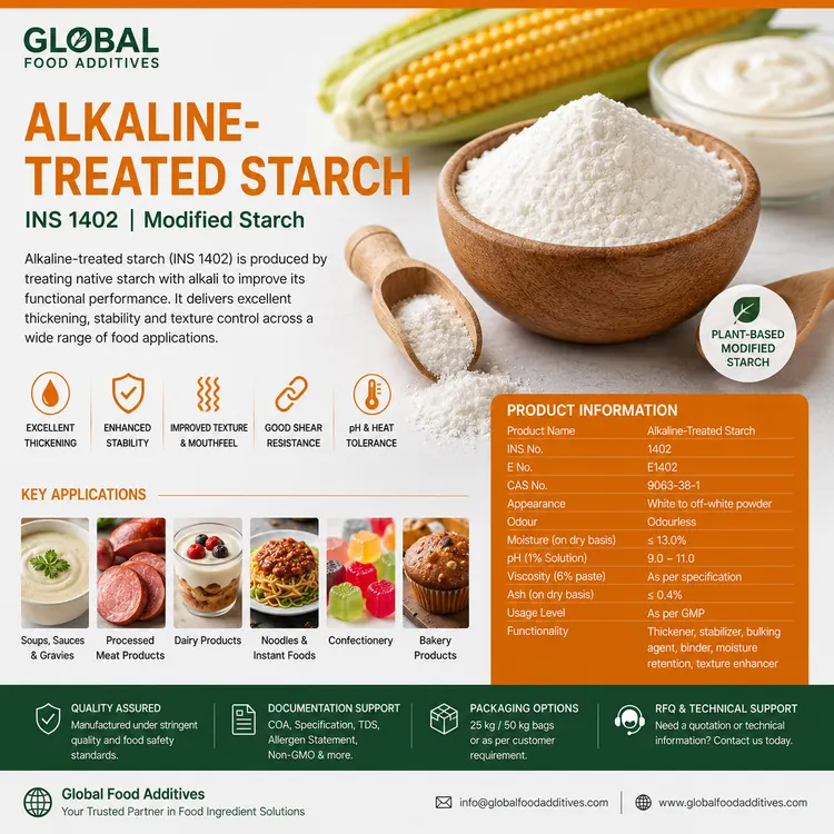 Alkaline-treated starch food additive powder food additive ingredient illustration