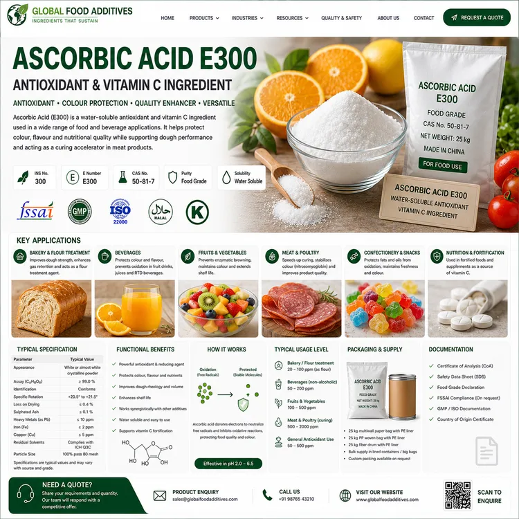 Ascorbic Acid E300 antioxidant food additive food additive ingredient illustration