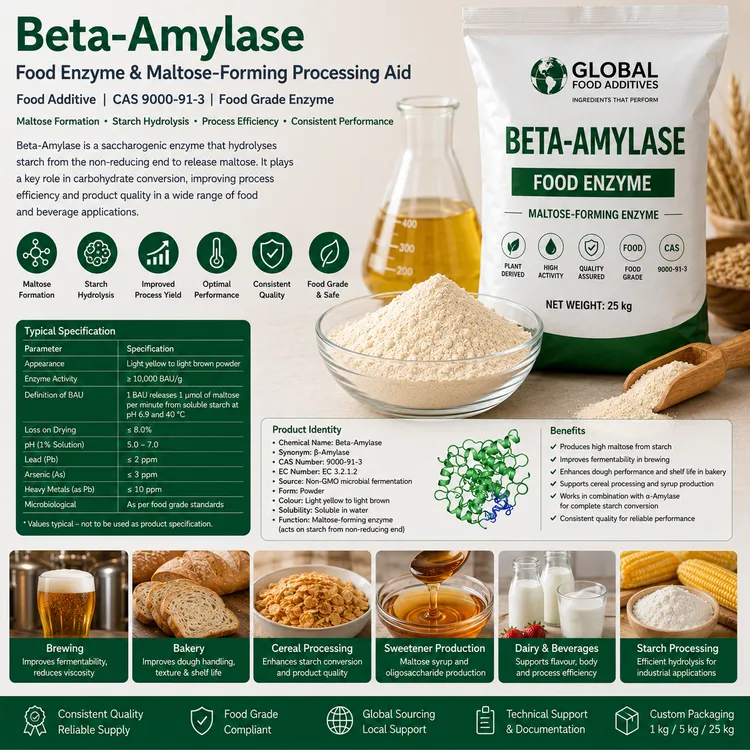 Food-grade Beta-Amylase enzyme preparation for industrial starch conversion and brewing applications