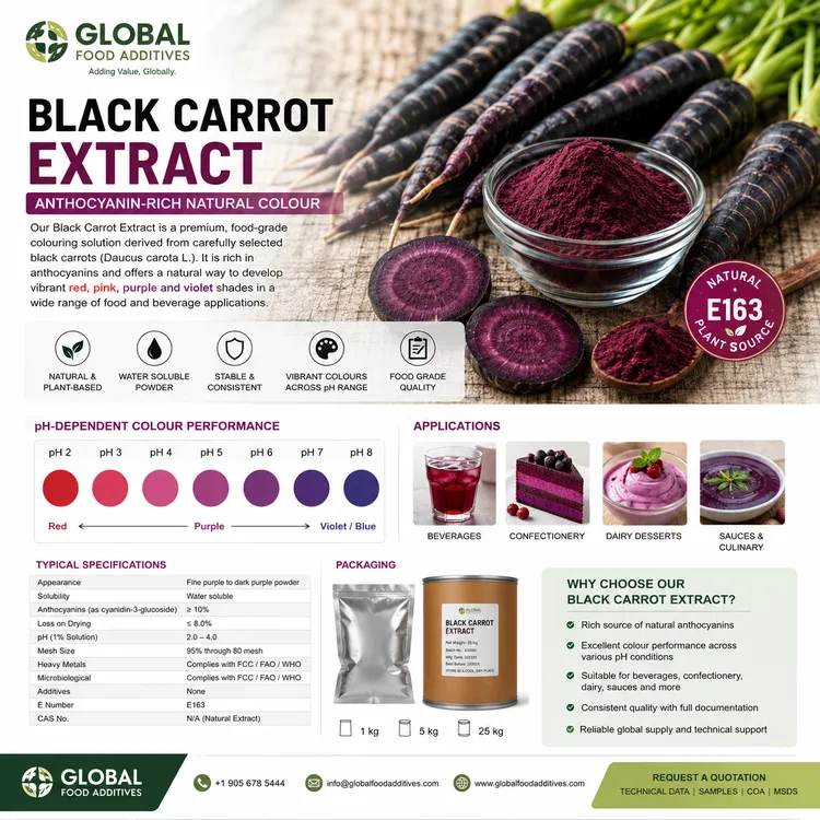 Food-grade Black Carrot Extract anthocyanin colour for industrial food and beverage applications