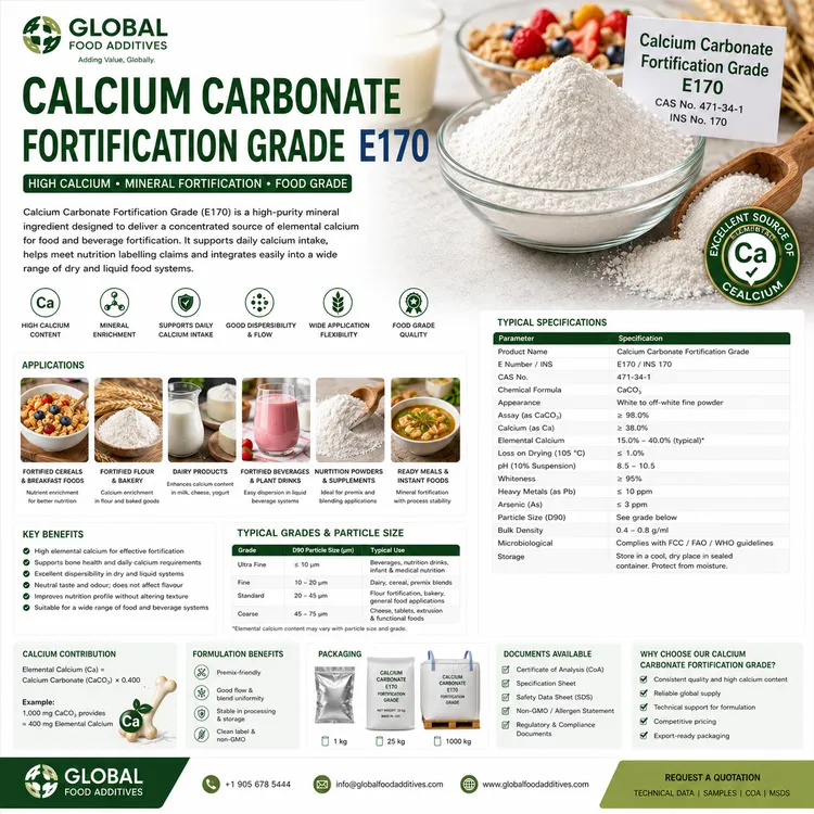Calcium Carbonate Fortification Grade food additive food additive ingredient illustration