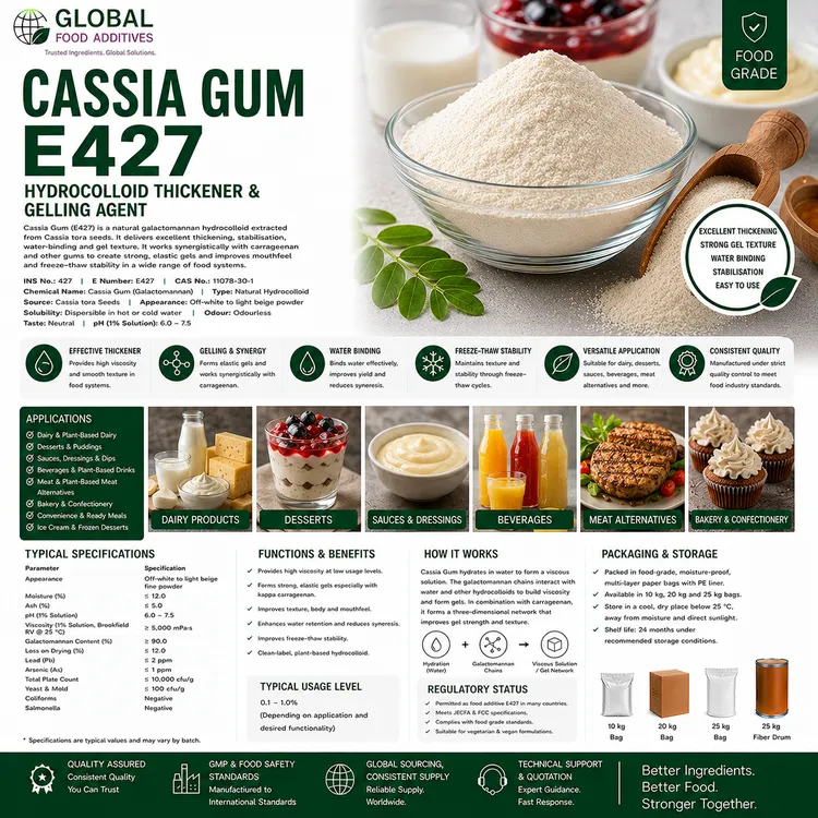 Cassia Gum hydrocolloid food additive food additive ingredient illustration
