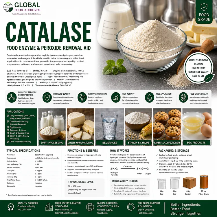 Catalase food enzyme processing aid food additive ingredient illustration