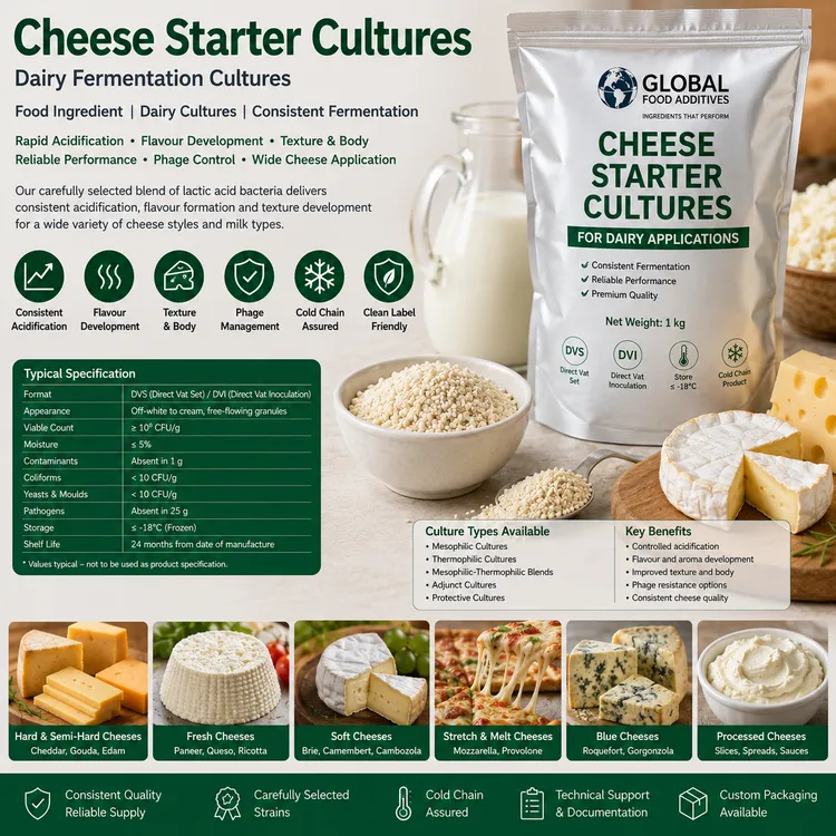 Cheese Starter Cultures dairy fermentation culture food additive ingredient illustration
