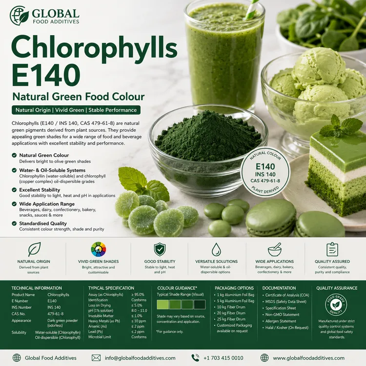 Chlorophylls natural green food colour food additive ingredient illustration