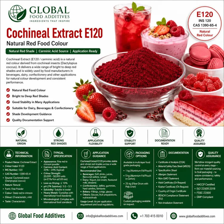 Cochineal Extract natural red food colour food additive ingredient illustration