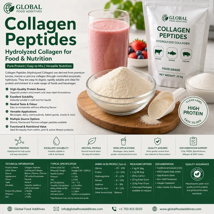 Collagen Peptides food-grade hydrolyzed collagen ingredient food additive ingredient illustration