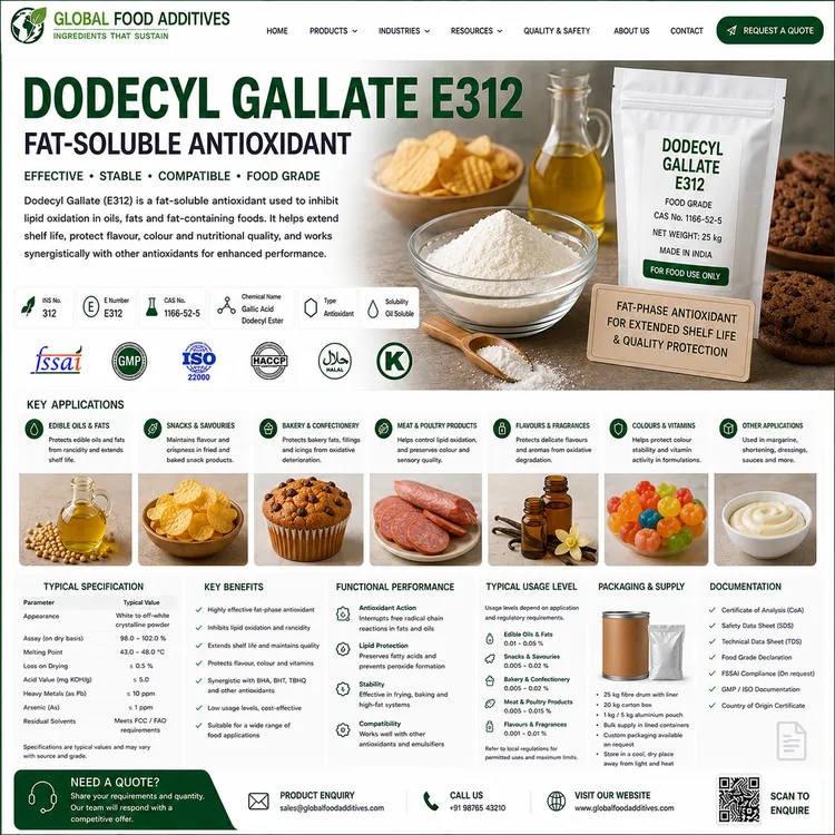 Dodecyl Gallate E312 antioxidant ingredient food additive ingredient illustration