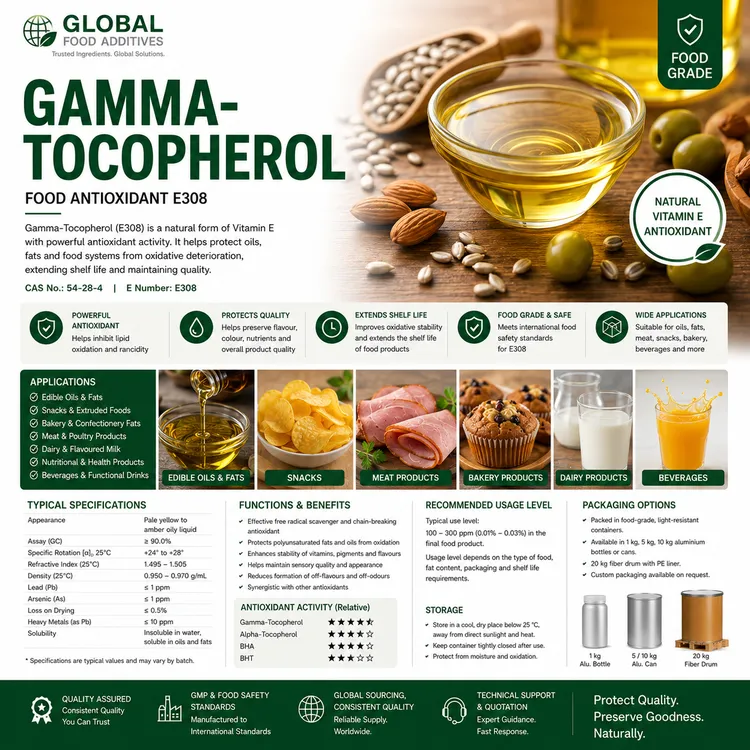 Gamma-Tocopherol food antioxidant food additive ingredient illustration