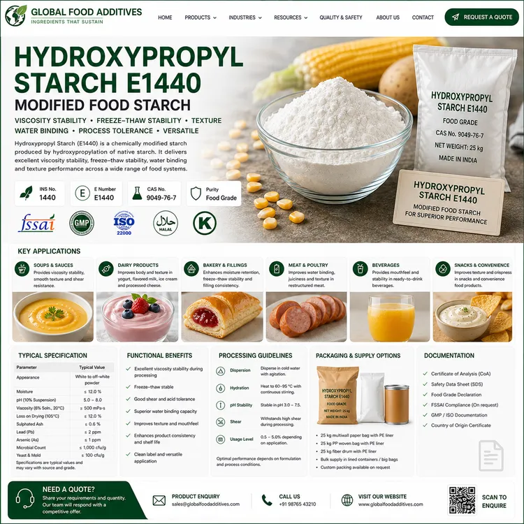 Hydroxypropyl Starch E1440 modified food starch powder for industrial food manufacturing