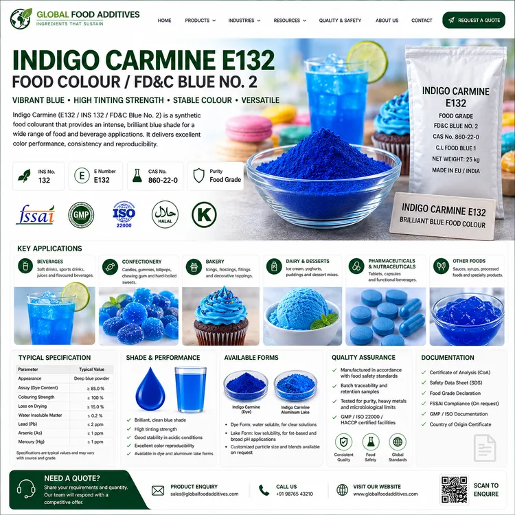 Indigo Carmine E132 blue food colour powder for industrial food manufacturing