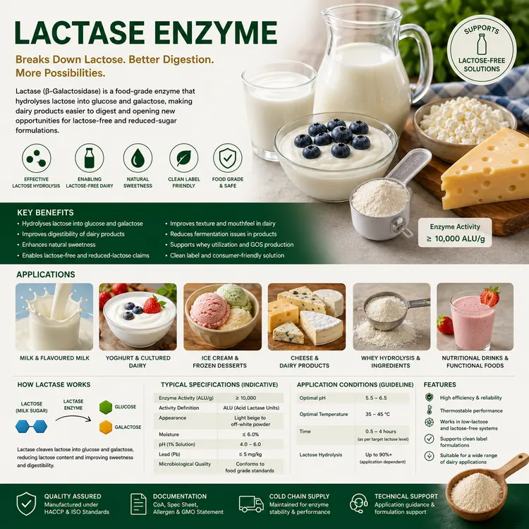 Lactase food enzyme food additive ingredient illustration