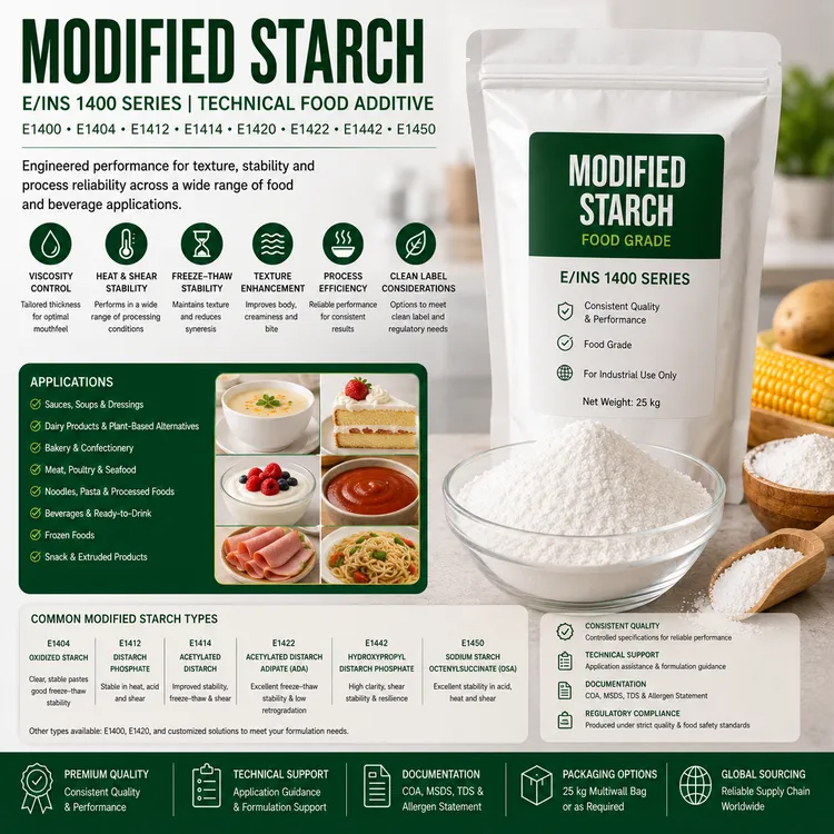 Native Corn Starch food-grade maize starch food additive ingredient illustration