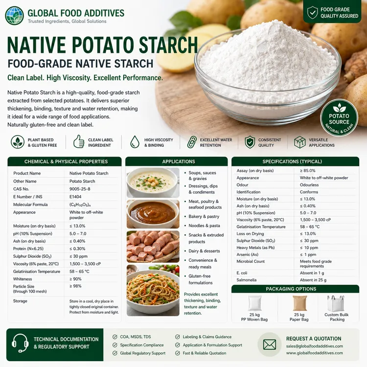 Native Potato Starch food-grade native starch food additive ingredient illustration
