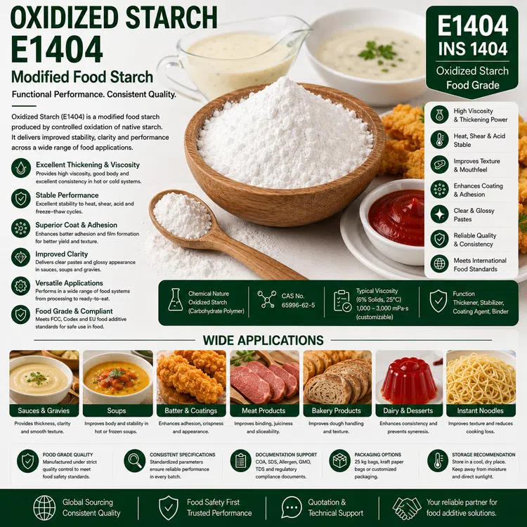 Oxidized Starch E1404 modified food starch powder for industrial food applications