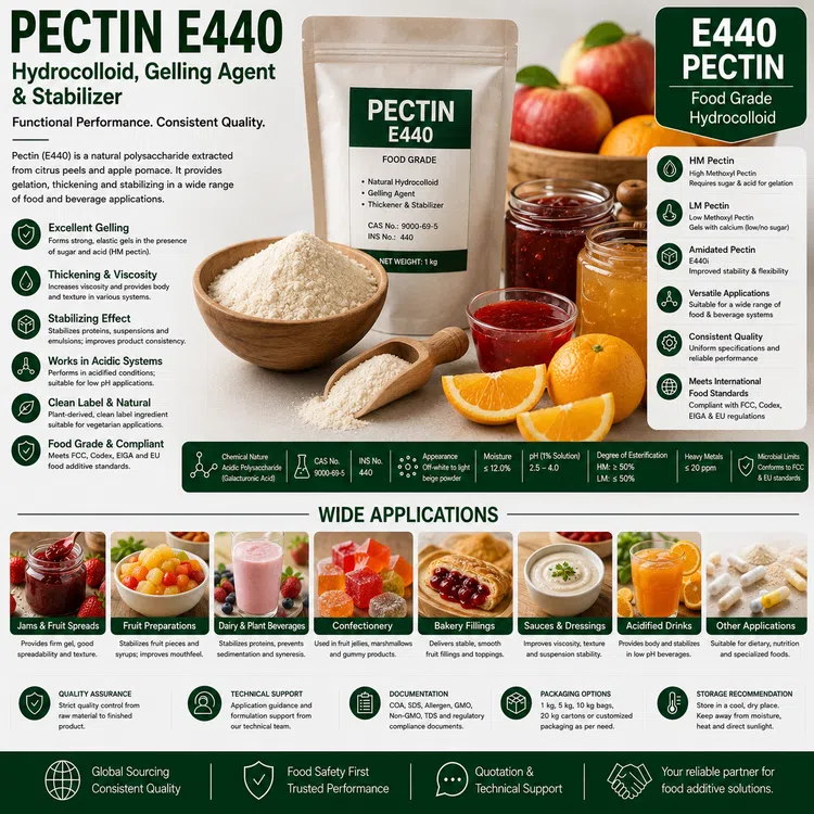 Pectin E440 hydrocolloid food additive food additive ingredient illustration