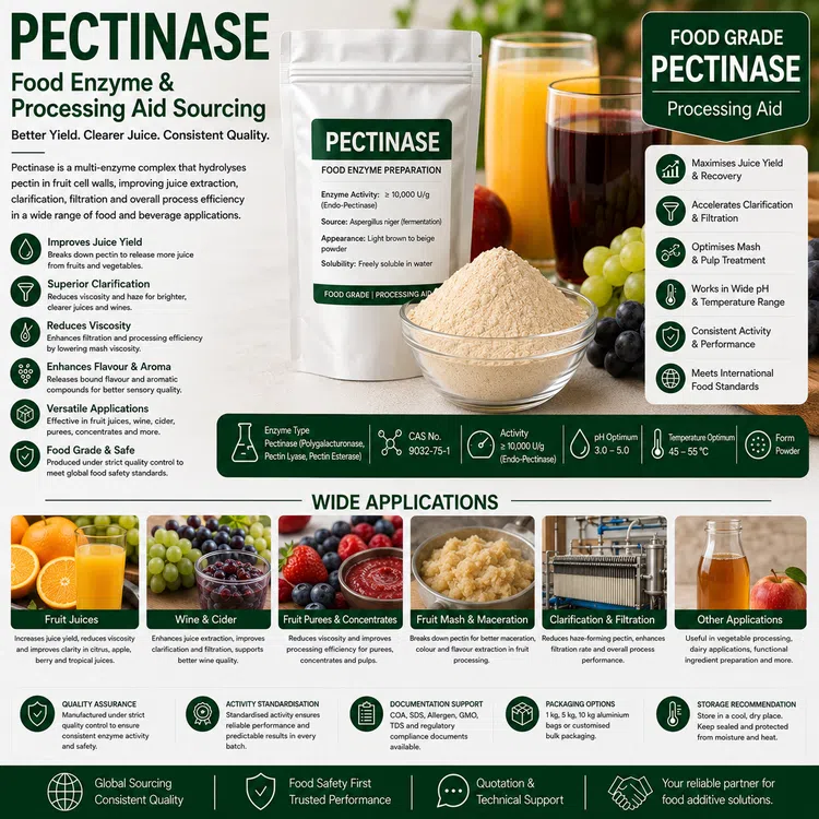 Pectinase food enzyme food additive ingredient illustration