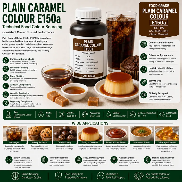 Plain Caramel Colour E150a food colour food additive ingredient illustration