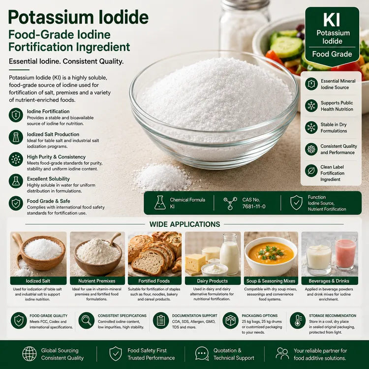 Food-grade Potassium Iodide fortification ingredient food additive ingredient illustration