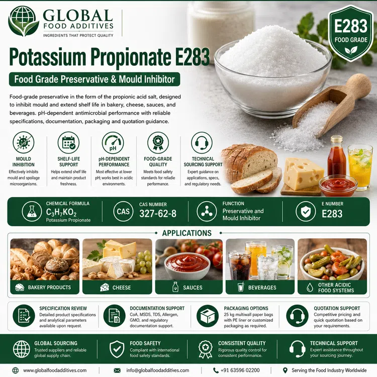 Potassium Propionate E283 food preservative food additive ingredient illustration