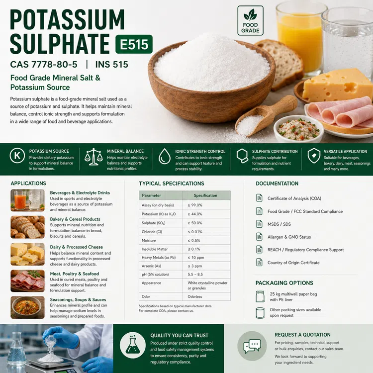 Potassium Sulphate E515 food additive food additive ingredient illustration