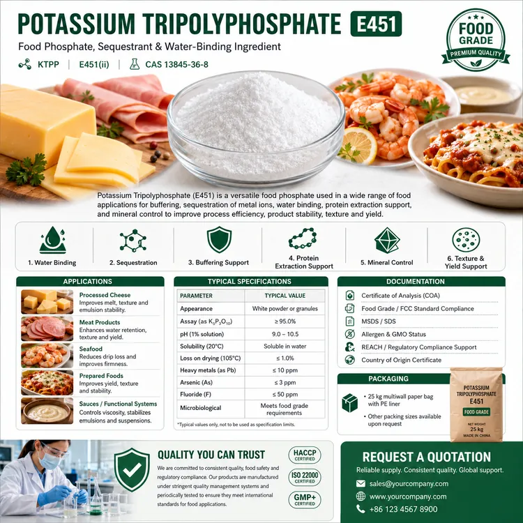 Potassium Tripolyphosphate E451 food phosphate food additive ingredient illustration
