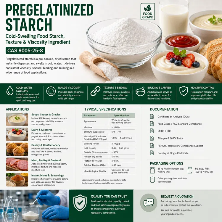 Pregelatinized Starch food ingredient food additive ingredient illustration