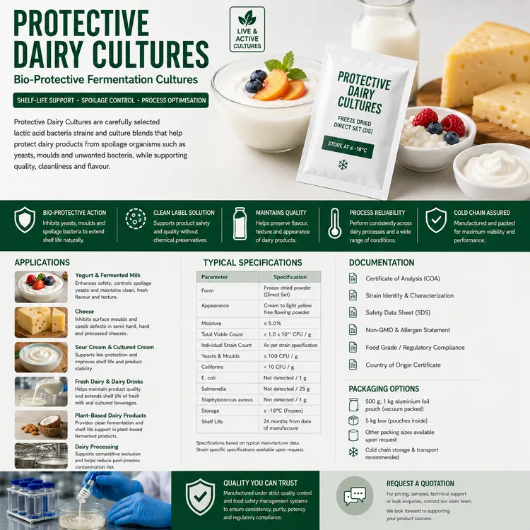 Protective Dairy Cultures bio-protective fermentation ingredient food additive ingredient illustration
