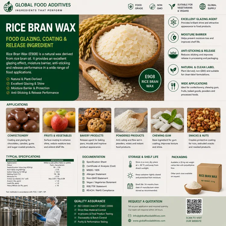 Rice Bran Wax food glazing and coating ingredient food additive ingredient illustration