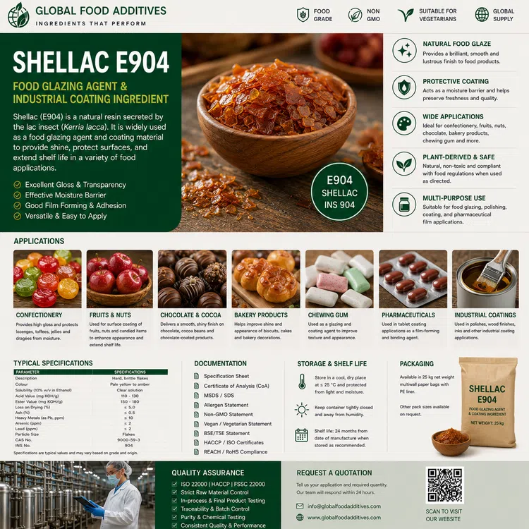 Shellac E904 food glazing additive food additive ingredient illustration