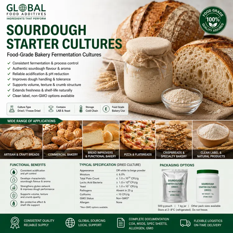 Food-grade Sourdough Starter Cultures for industrial bakery fermentation
