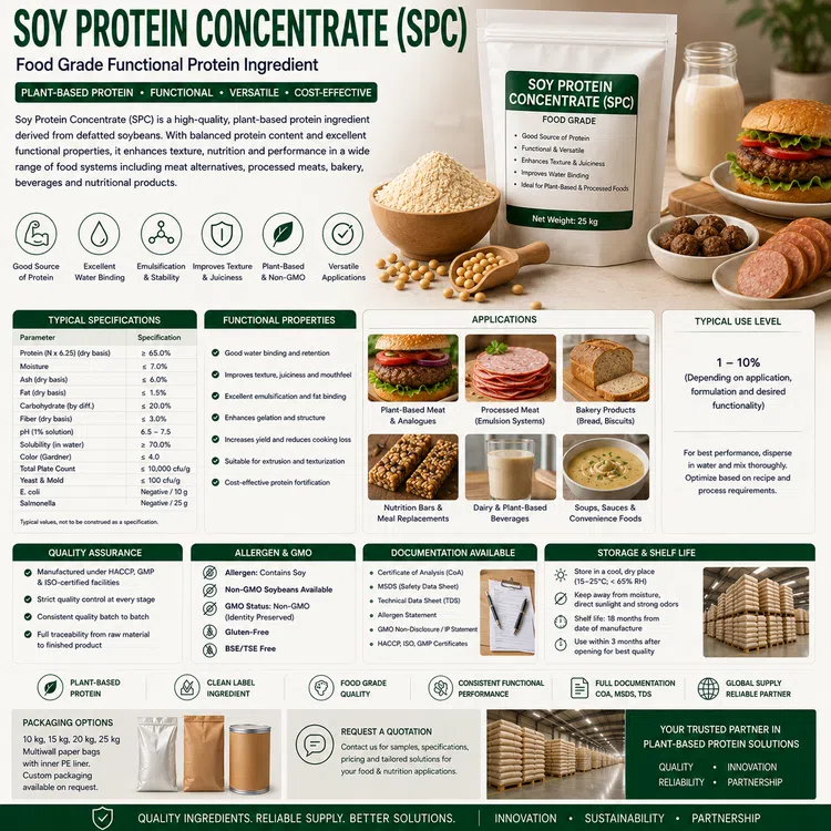 Food-grade Soy Protein Concentrate functional protein powder for industrial food manufacturing
