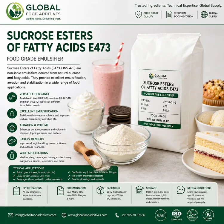 Food-grade Sucrose Esters of Fatty Acids E473 emulsifier for industrial food manufacturing