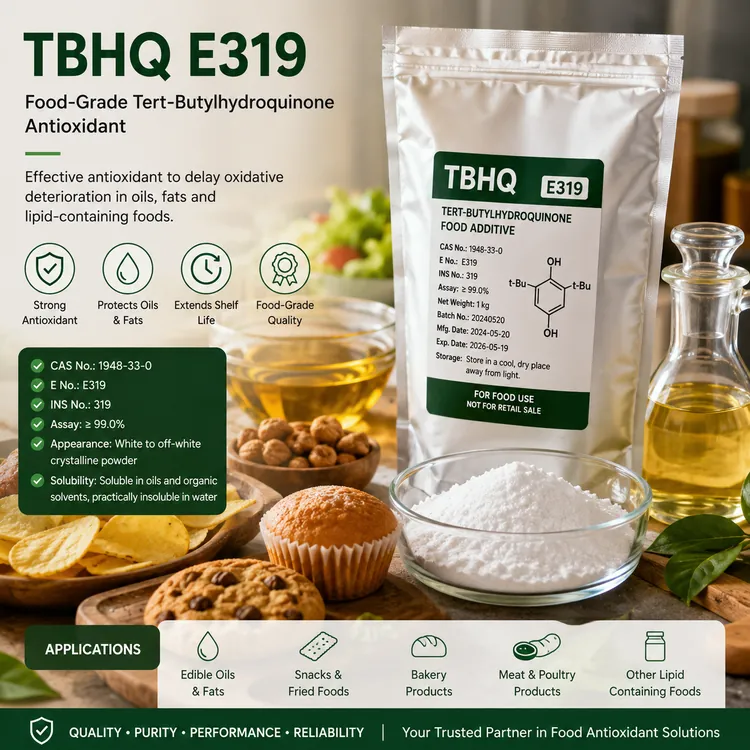 Food-grade TBHQ antioxidant powder for edible oils and lipid-containing foods