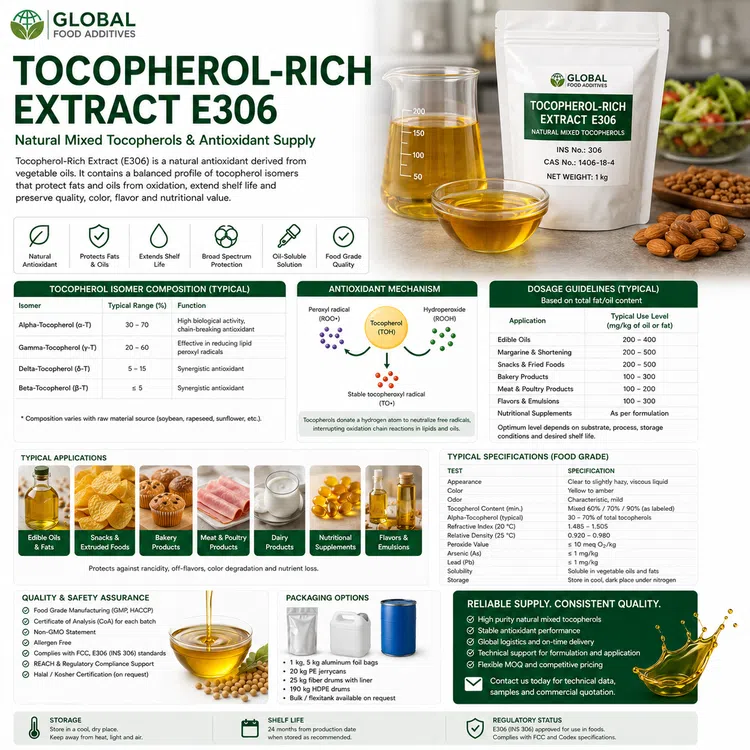 Tocopherol-Rich Extract E306 natural mixed tocopherol concentrate