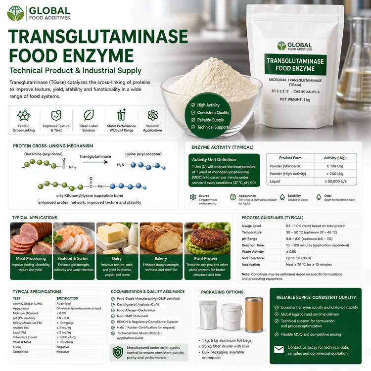 Food-grade Transglutaminase enzyme preparation