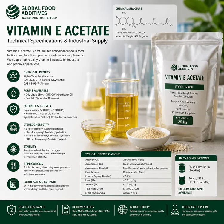 Food-grade Vitamin E Acetate for industrial fortification